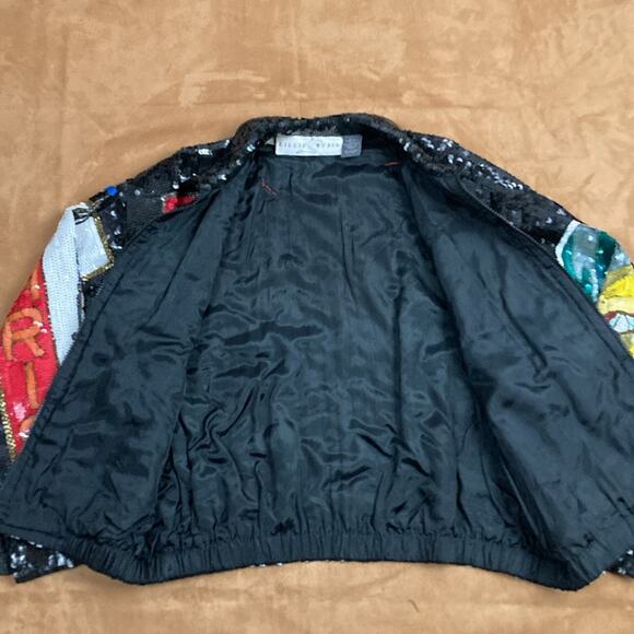 10-12 Vintage Lillie Rubin Sequined Beaded  All over the world Jacket - Picture 7 of 12